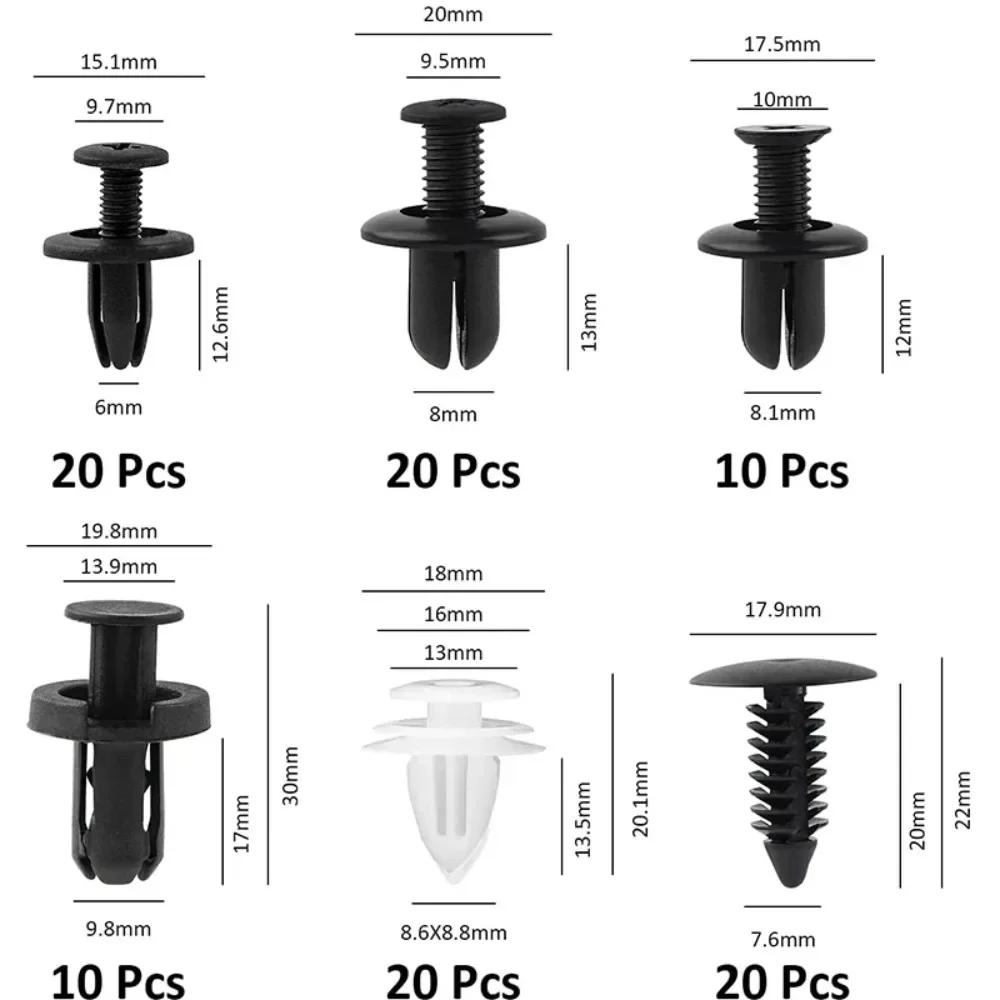 New 100pcs Car Plastic Clips Fender Rivet Fastener Clips 35 Tool Pin Removing Retainer Rivet Screws Car Disassembly Repair Tools