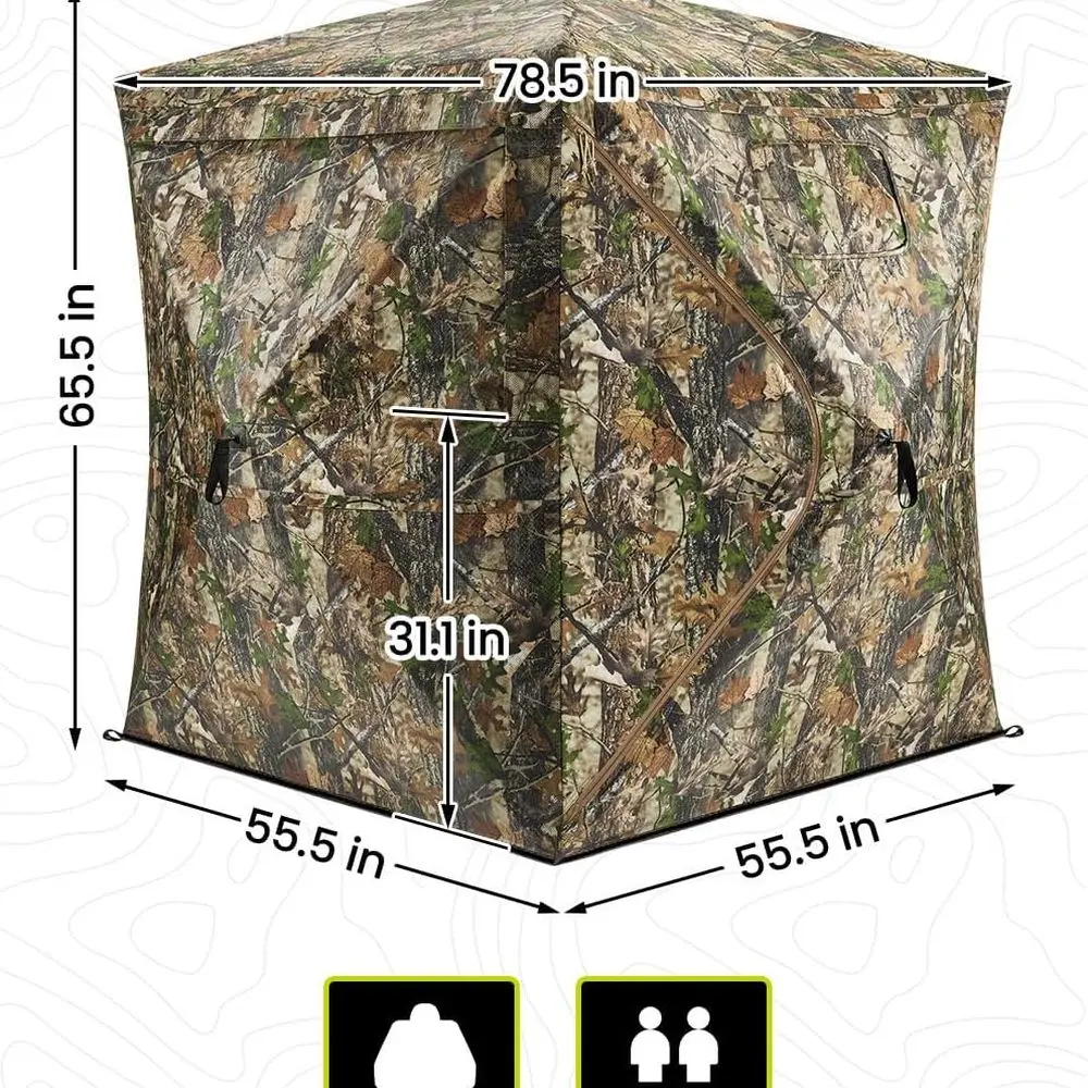 محمول 270 °   خيمة صيد شفافة منبثقة مع حقيبة حمل، تمويه الغابات