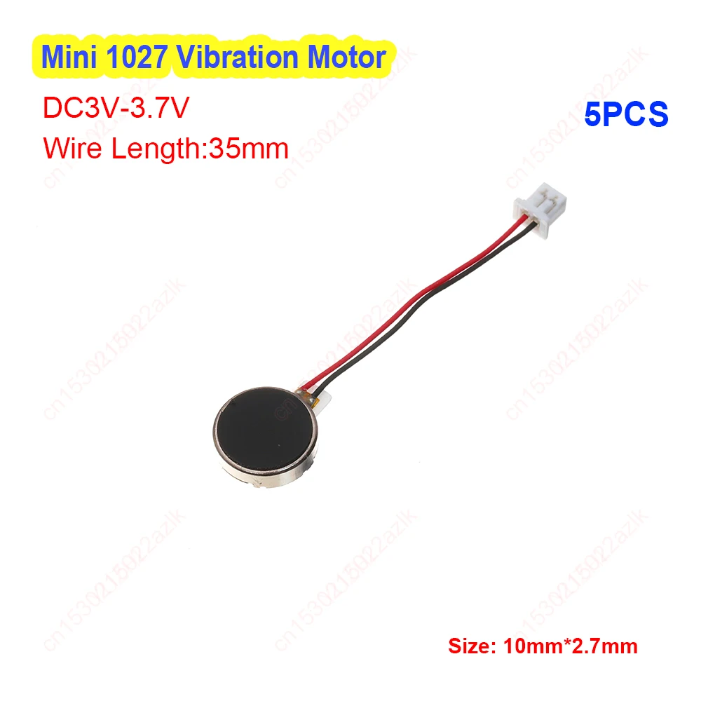 5PCS Mini Button TypeVibration Motor DC 3V 3.7V Micro 1027 10mm*27mm Flat Vibrator with Wire Massager Motor