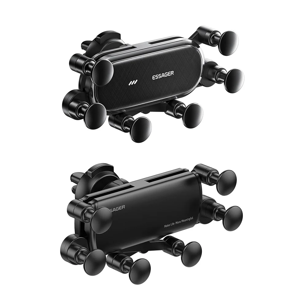 ESSAGER soporte para teléfono móvil Clip de ventilación de aire por gravedad soporte para teléfono 360 ajustable antideslizante para iPhone Smartphone