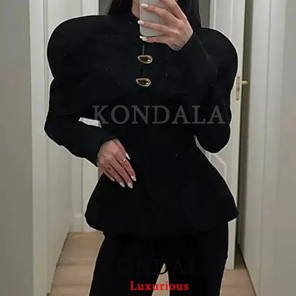 KONDALA High Street Chic Women Slim Blazer Solid Single Breasted O-Neck Long Sleeve Blazer New Fashion 2026 Spring Blazer