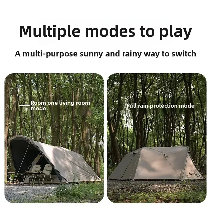 Camping Tent Outdoor Overnight Rainproof Sunscreen Thick Folding One Bedroom Two Living Rooms for Family Camping
