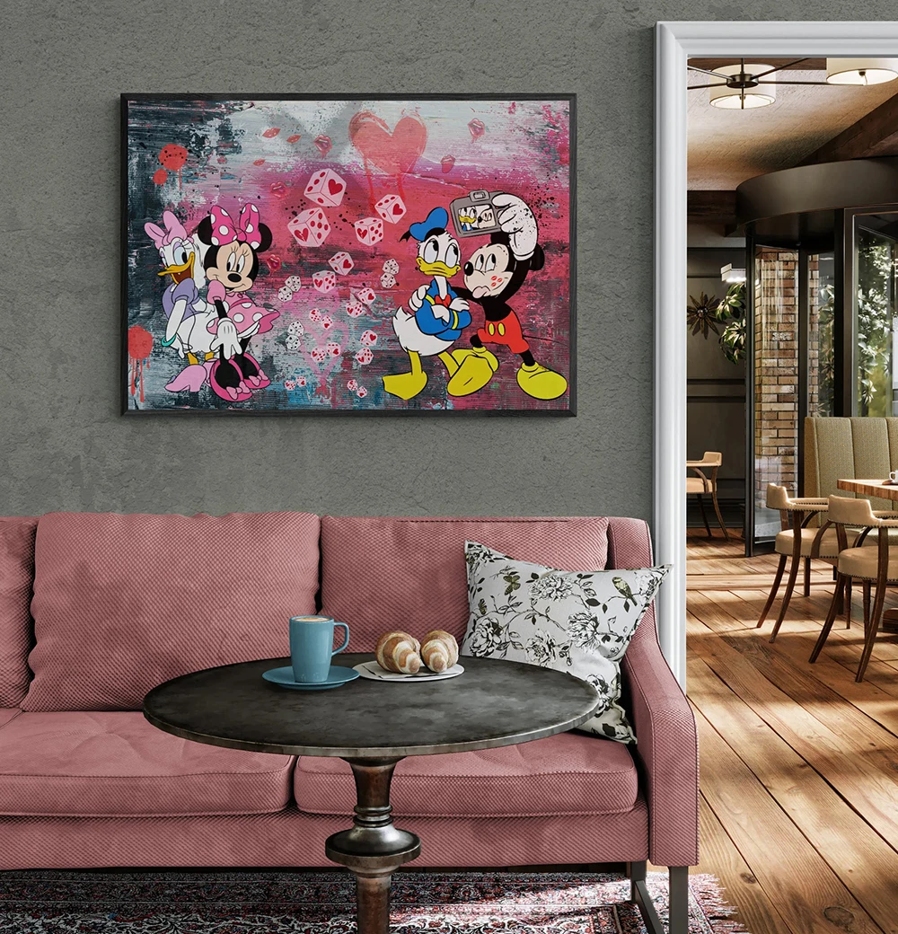 

Disney Donald Duck Abstract Cartoon Poster Colorful Abstract Graffiti Wall Art Canvas Painting Prints Living Room Home Decor