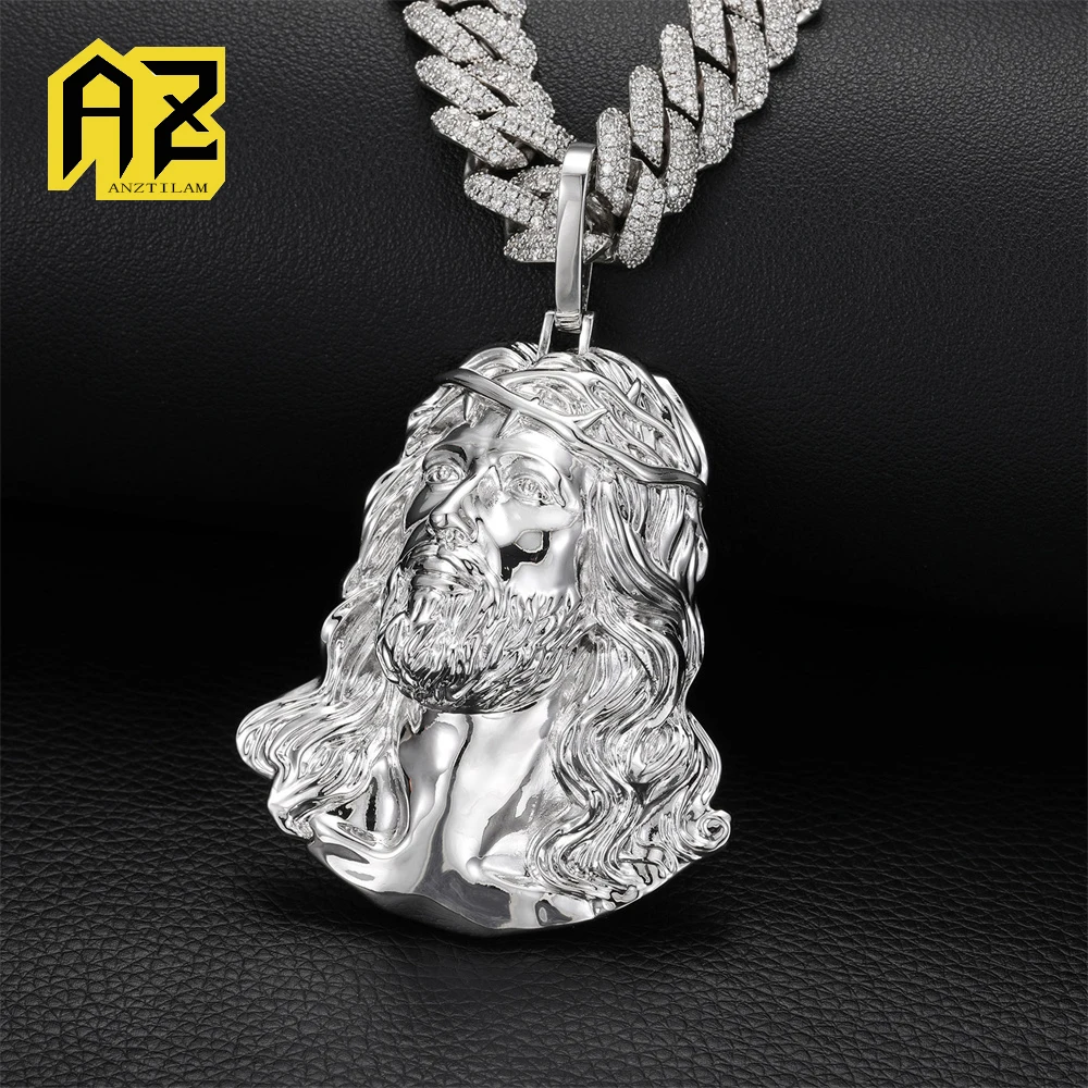

Anztilam Classic Jesus Iced Out Pendant Necklace with Long Link Rope Chain Necklaces for Women Men Brass Zircon Hip Hop Jewelry