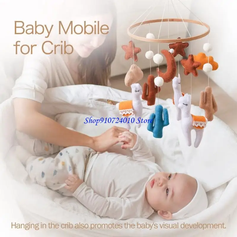 77hd macio feltro alpacas berço móvel carrinho pendurado brinquedo para recém-nascidos estimulação visual sinos suaves