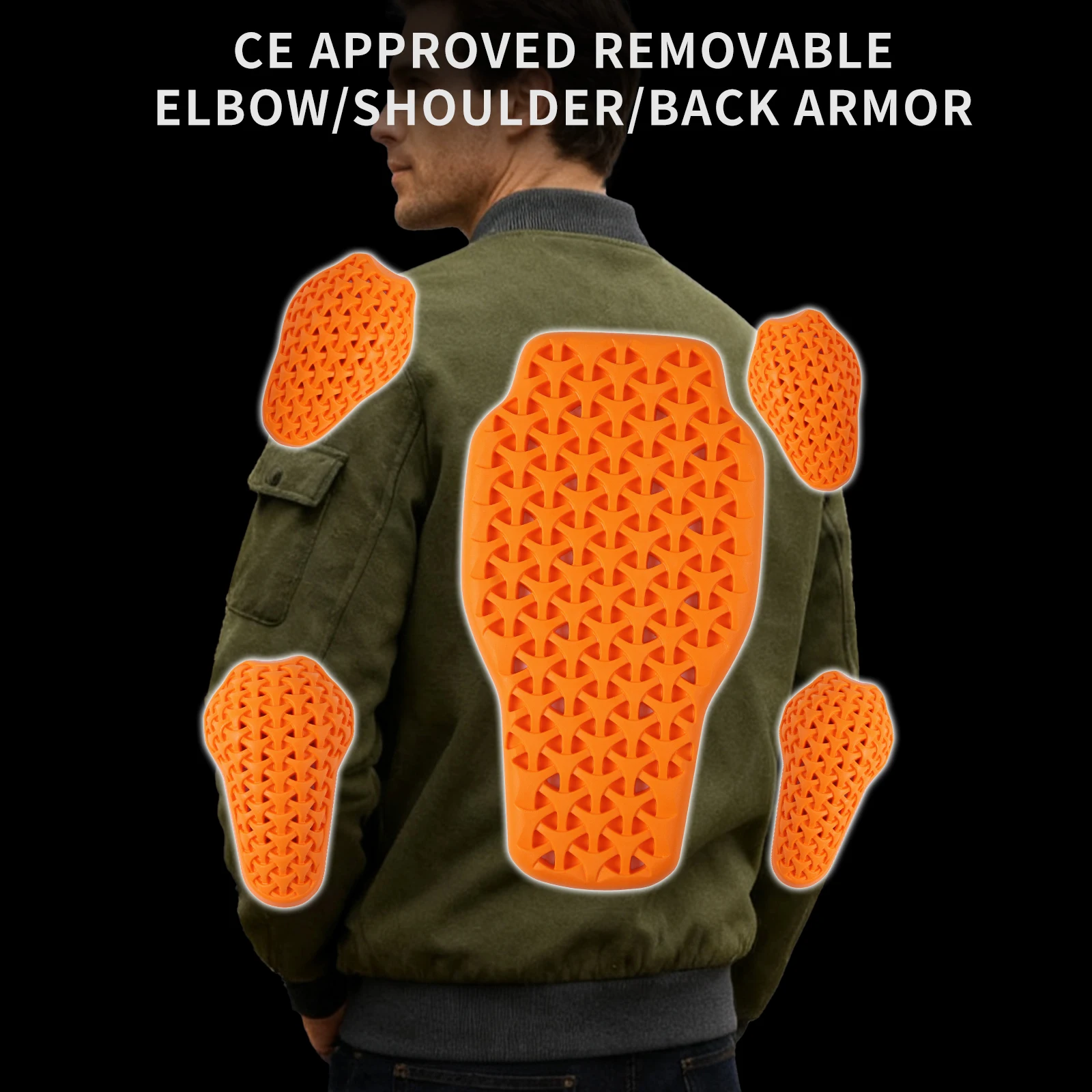 سترة WOSAWE لسباق الدراجات النارية مقاومة للبرد والرياح للشتاء للرجال سترة ركوب الدراجات النارية مع درع واقٍ CE #4