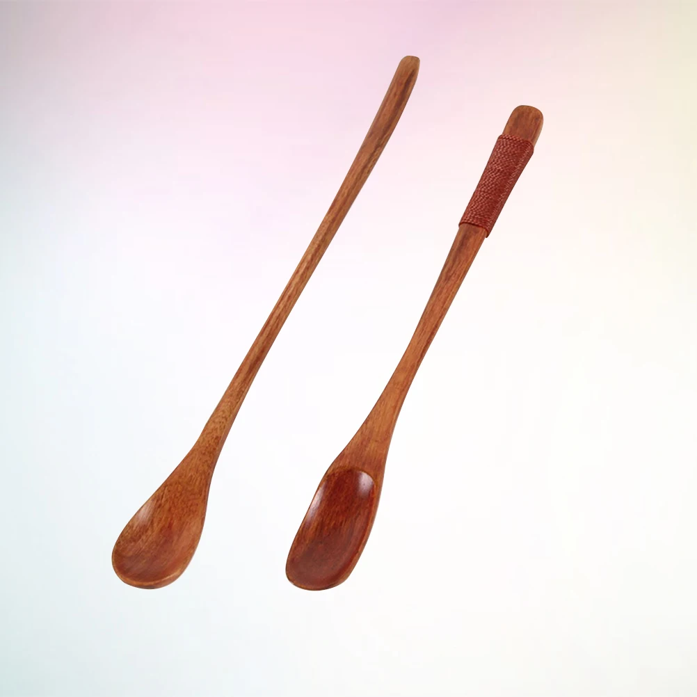 

2Pcs Coffee Spoons Long Handle Wooden Stirring Spoons Reusable Corrosion Proof Heat Resistant Ideal for Iced Drinks