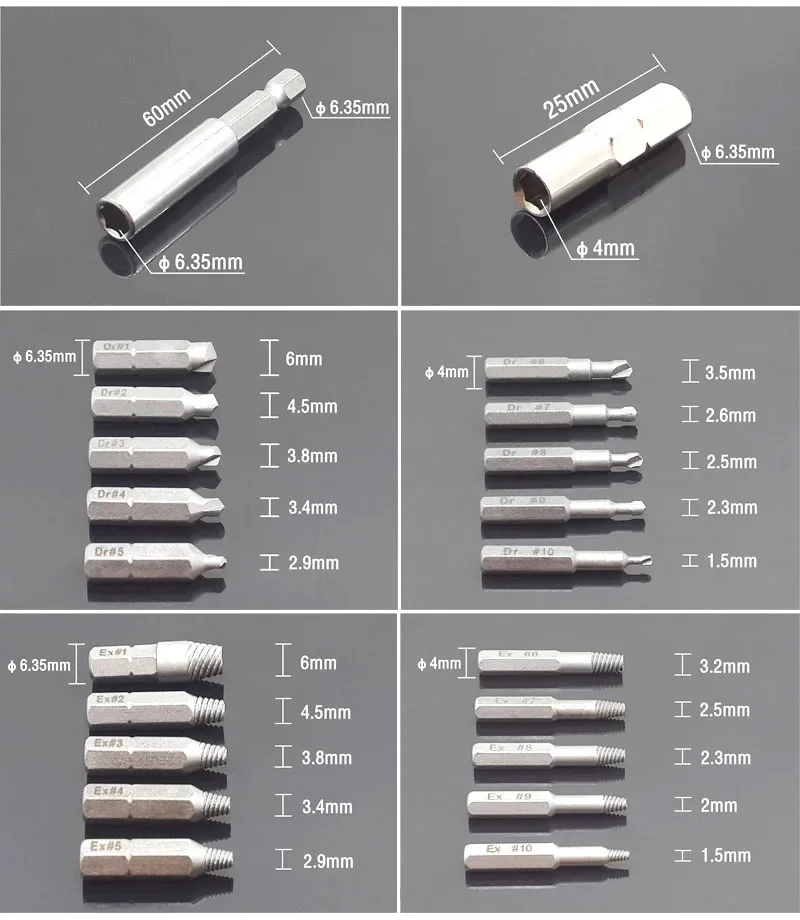 22Pcs Set Extractor Screwdriver Remover Purpose Tools Disassemble Screws Bolt Stud Slip Teeth Damaged Demolish Stripped Broken