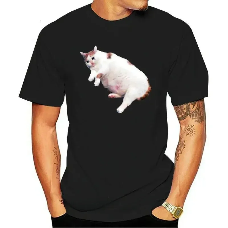 2024 Sad Fat Cat Overweight Funny Meme Xd Dank New Cat T Shirt  COTTON  anime tshirt Casual T-shirts Crewneck fashion