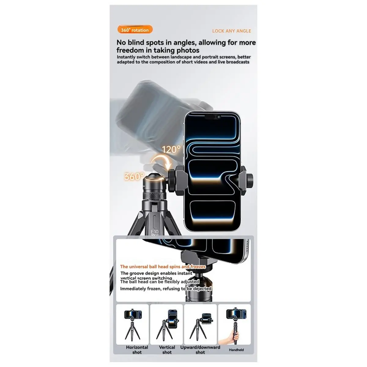 useful Phone Tripod Stand with Phone Clip for Smartphone Aluminium Smartphone Mini Tripod Pocket Cell Phone Stand Universal