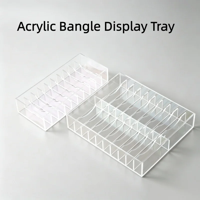 Acrylic Bangle Display Tray 10/20 Grid Clear Bracelet Storage Holder Jewelry Showcase Organizer for Jade Bangles