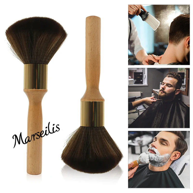 New Fashion Natural Wood Shaving Brush Hairbrush Sweeping Neck Face Duster Brush Adult Men & Women Beauty Salon Cleaning Tool