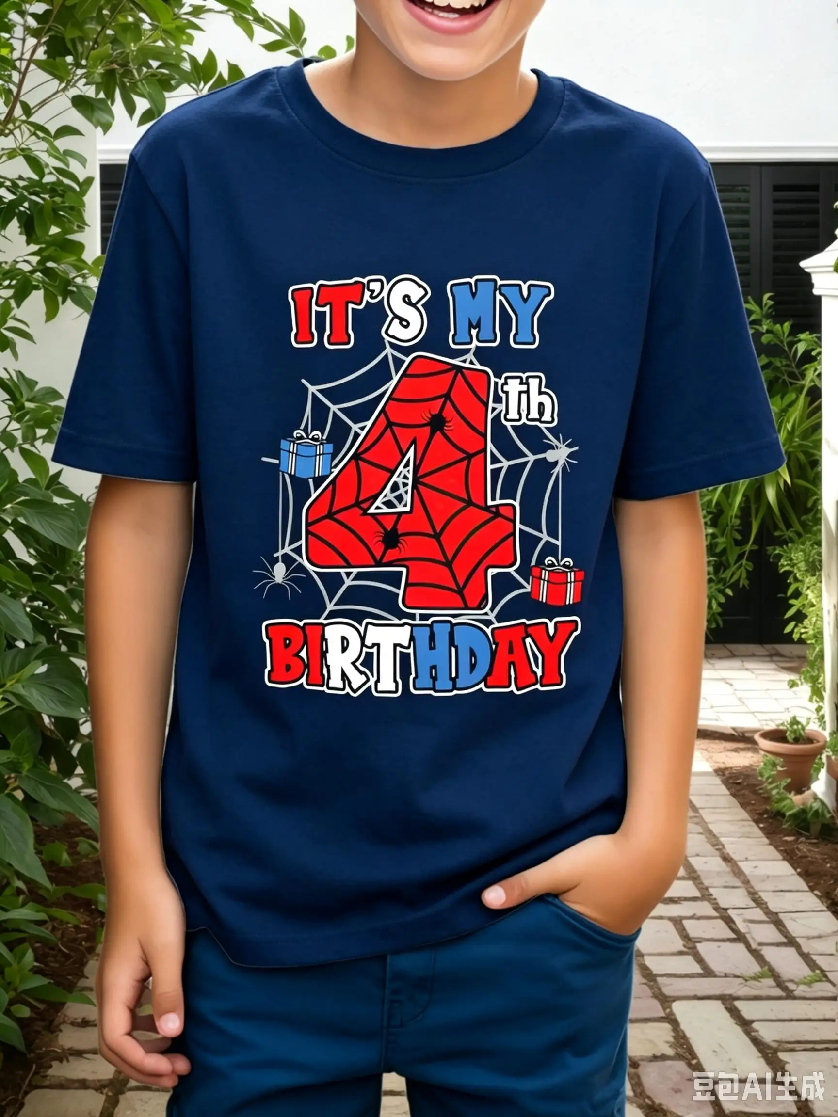 BRAND Kids 3D Print T-Shirt Spider Theme Boys Girls Summer Short Sleeve Comfort Casual Tees [Printed Design-Not Textured]