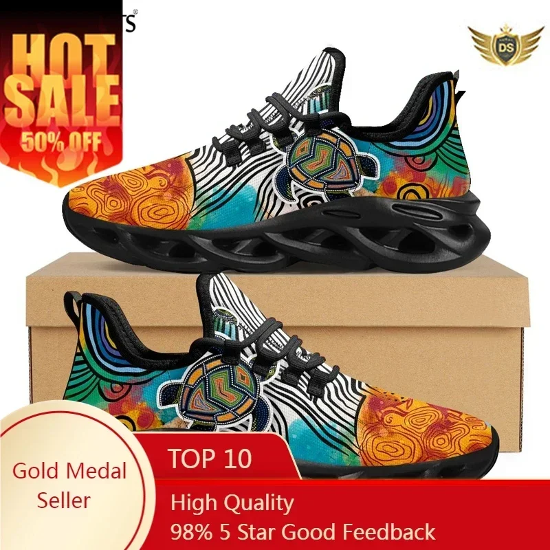 

Australia Aboriginal Turtle Indigenous Art Design Platform Sneakers For Women Breathable Lace Up Mesh Swing Shoes