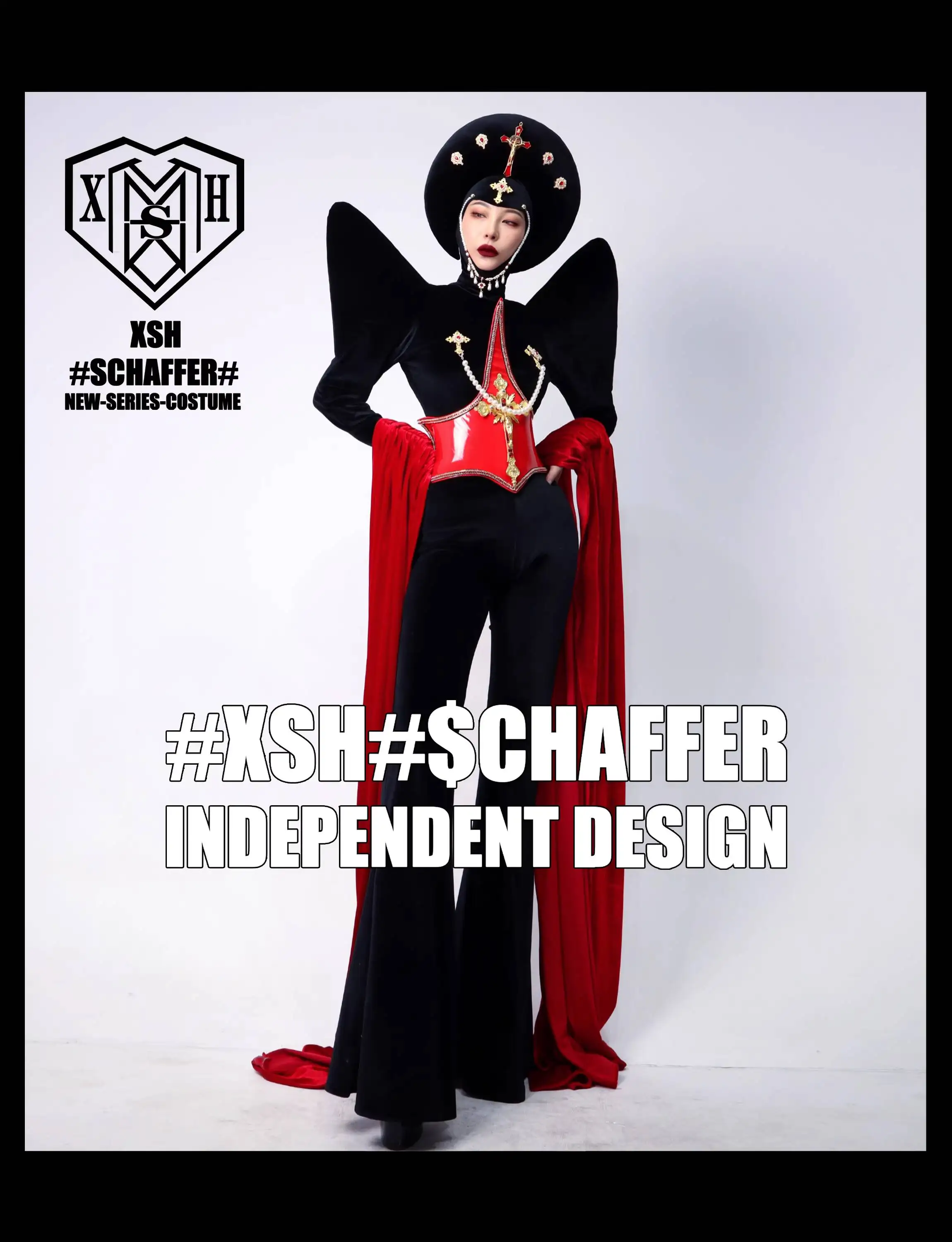 

DS Nightclub Bar Heart Design Women's Halloween Nun Gothic Dark Singer Dance Team Tour Performance Costume