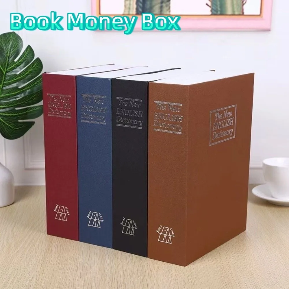 Decorative Book Metal Book Money Box Simulation Hollow Book Secret Safe Combination Lock Cash Coin Storage Box Valuables Storage