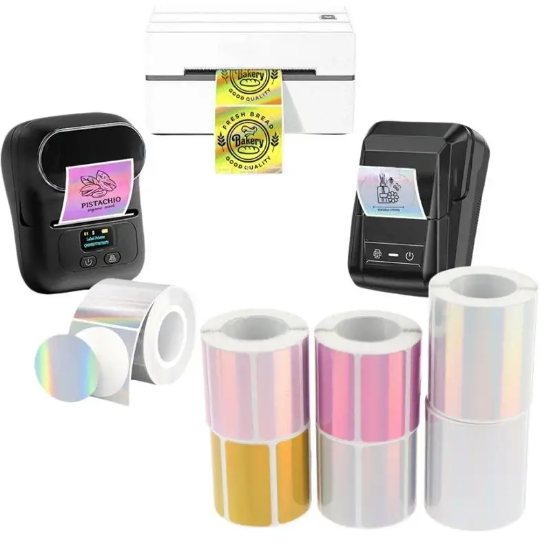 1 Roll Laser-color Silver/Matte Silver Labels Thermal Transfer Printing Paper Round Square Sticker For M110 Printer For Phomemo