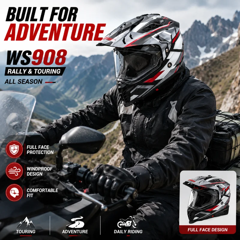 Motorcycle Helmet Rally Helmet Motorcycle Brigade Full Helmet Protection Comfortable Riding Universal in All Seasons WS908