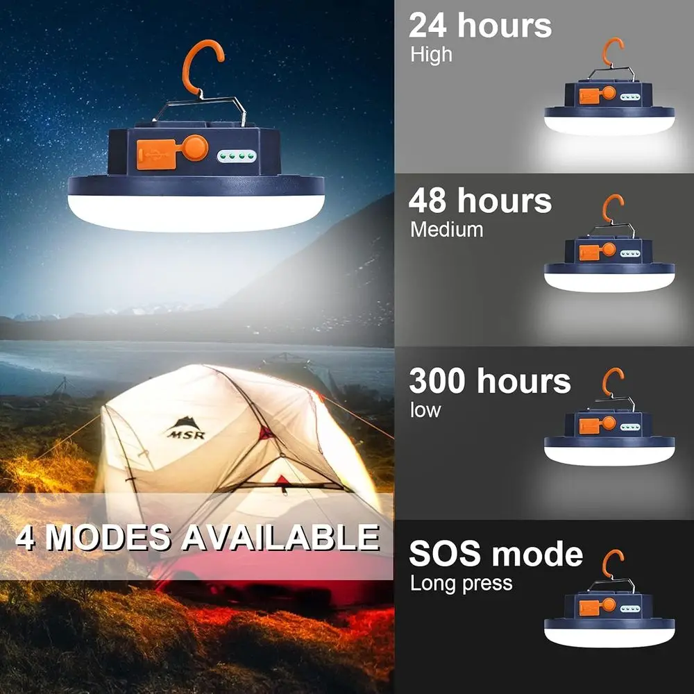 2pcs 10000mAh Rechargeable 3000LM Tent Light Camping Light, 6500K 24Hours Long Play Time, Outdoor Night Market Light Night Light
