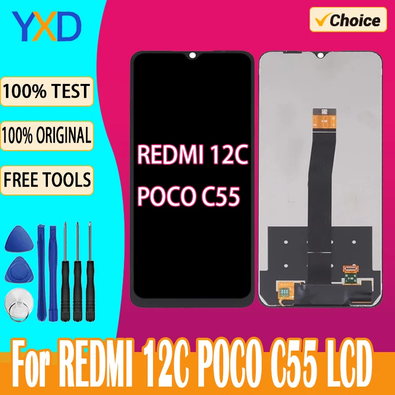 LCD For Xiaomi Redmi 12C POCO C55 Display Touch Screen Digitizer For Redmi 12C Display 23053RN02A LCD Replacement Parts