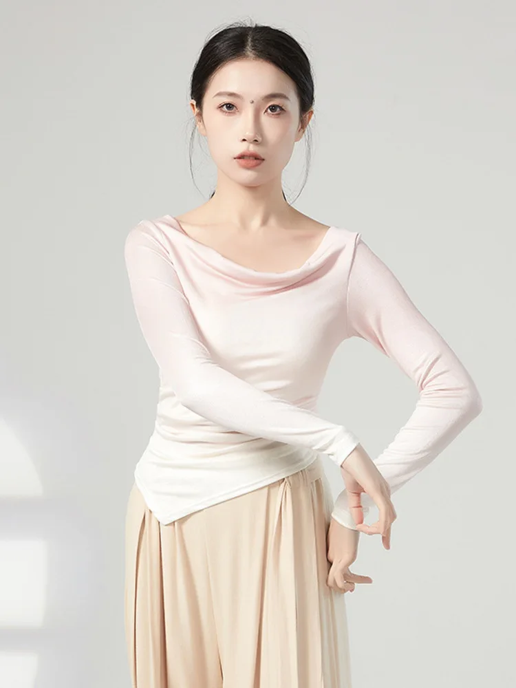 

Belly Dance Classical Costume Gradient Top Swing Collar Long Sleeved Modern Dance Slim Fit and Slimming Daily Body Training