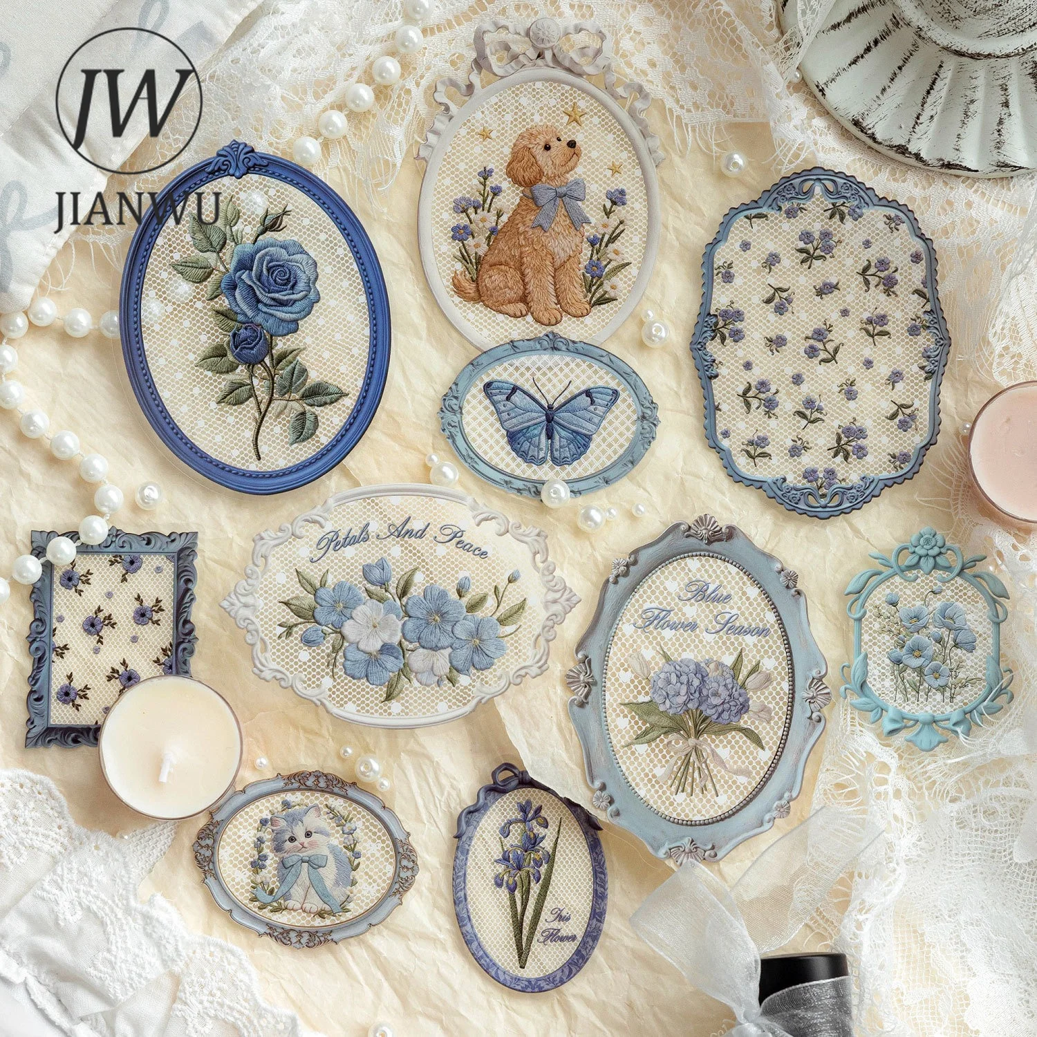 JIANWU Vintage Lace Butterfly Flower Border Landscape Material Collage Scrapbooking PET Sticker Creative DIY Journal Stationery