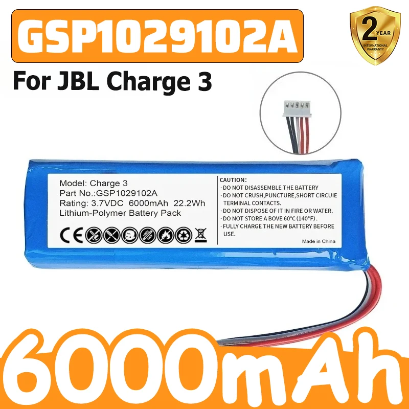 3.7V 6000mah NEW Battery for JBL Charge 3 GSP1029102A Battery