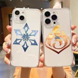 Genshin impact Logo Luxury Transparent Phone Case For iPhone 15 14 13 12 11 Pro Max XS X XR 7 8 Plus Shockproof Cover Fundas