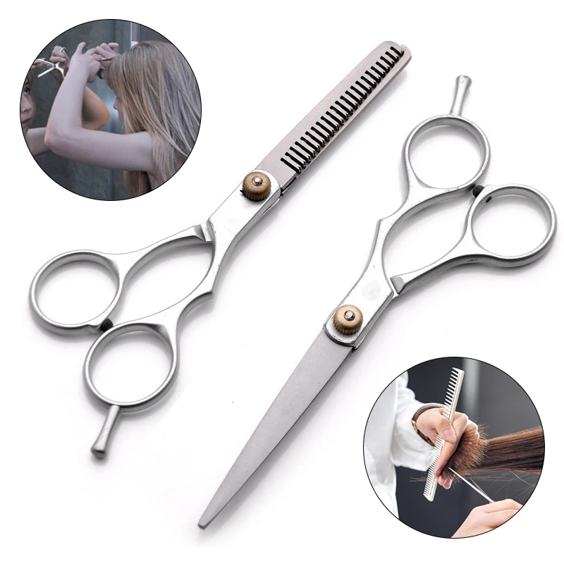 Professional Hair Scissors Barber Hair Cutting Shears Thinning Scissors Stainless Steel Salon Hairdressing Scissors Silver