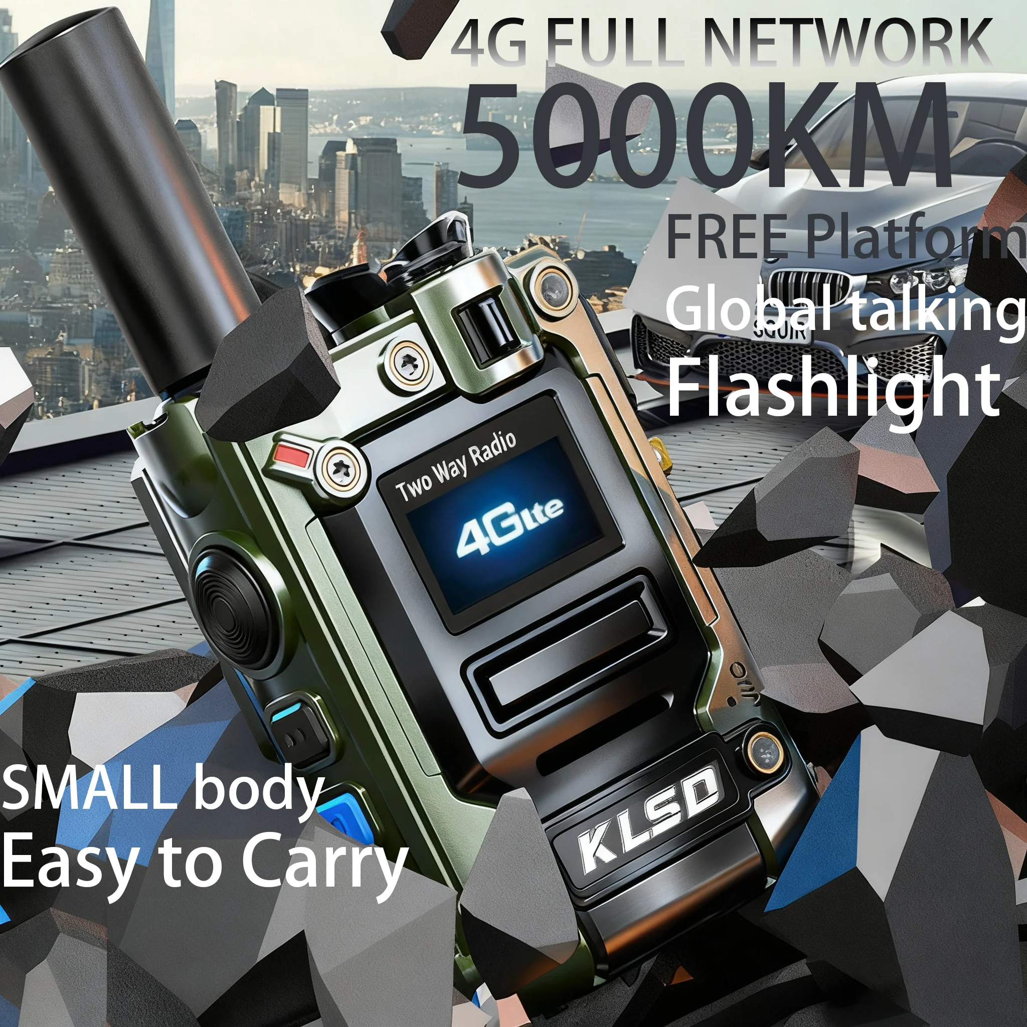4G POC Network Digital Walkie Talkie GPS SOS Function 5000km Range Two-Way for Radio 5000km Range Noise Reduction