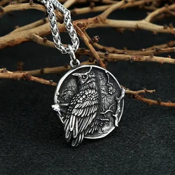 Vintage Mens Nordic Owl Necklace 316L Stainless Steel Viking Runes Amulet Pendant for Men Fashion Norse Talisman Jewelry Gift