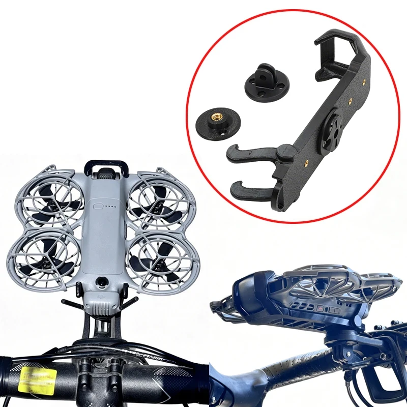For DJI Neo2 Drone Bike Mount w GoPro-Style Interface/Computer Base/Thread Hole Adapter First-Person Cycling Recording Accessory