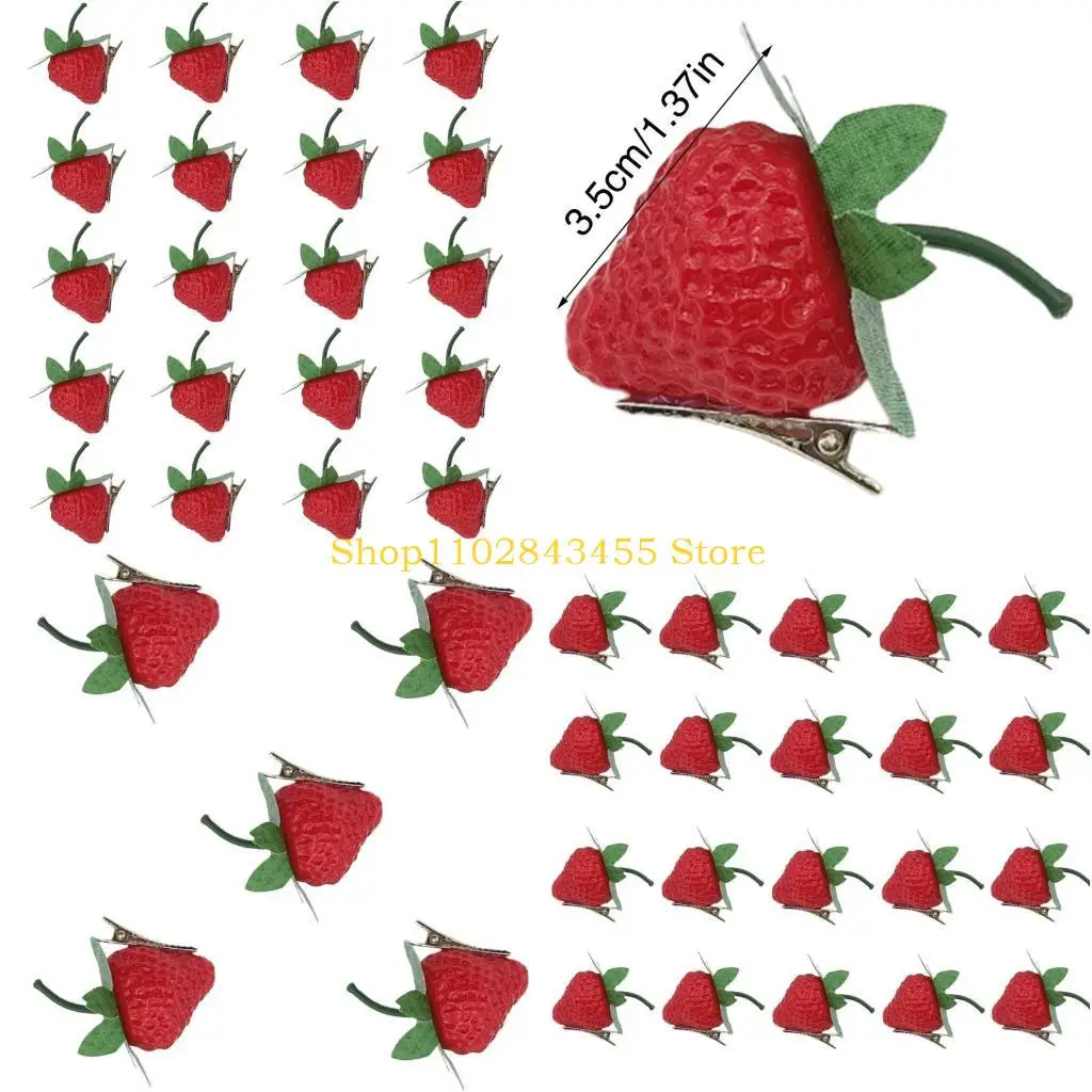 

49MC Lovely Hair Clip Strawberry Style Headwear Sweet Fruit Theme Hairpin Imitation Strawberry Style Barrettes