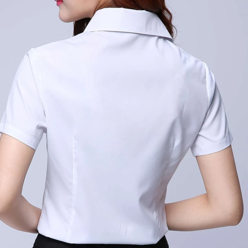 Korean Fashion White Shirt Women Short Sleeve Blouse Business Shirts Ladies Tops Youth Blouses Woman Summer Cheap Women Clothing