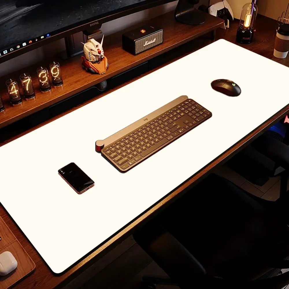 Anime Table Mat Clean Off White Plain Solid Tone Mouse Pads For Office Laptop Daily Gaming Playmat