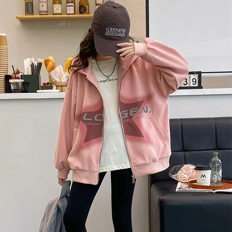 

Girls' hoodie jacket in spring and autumn, fashionable and stylish, autumn hooded cardigan sweatshirt for girls, autumn casual