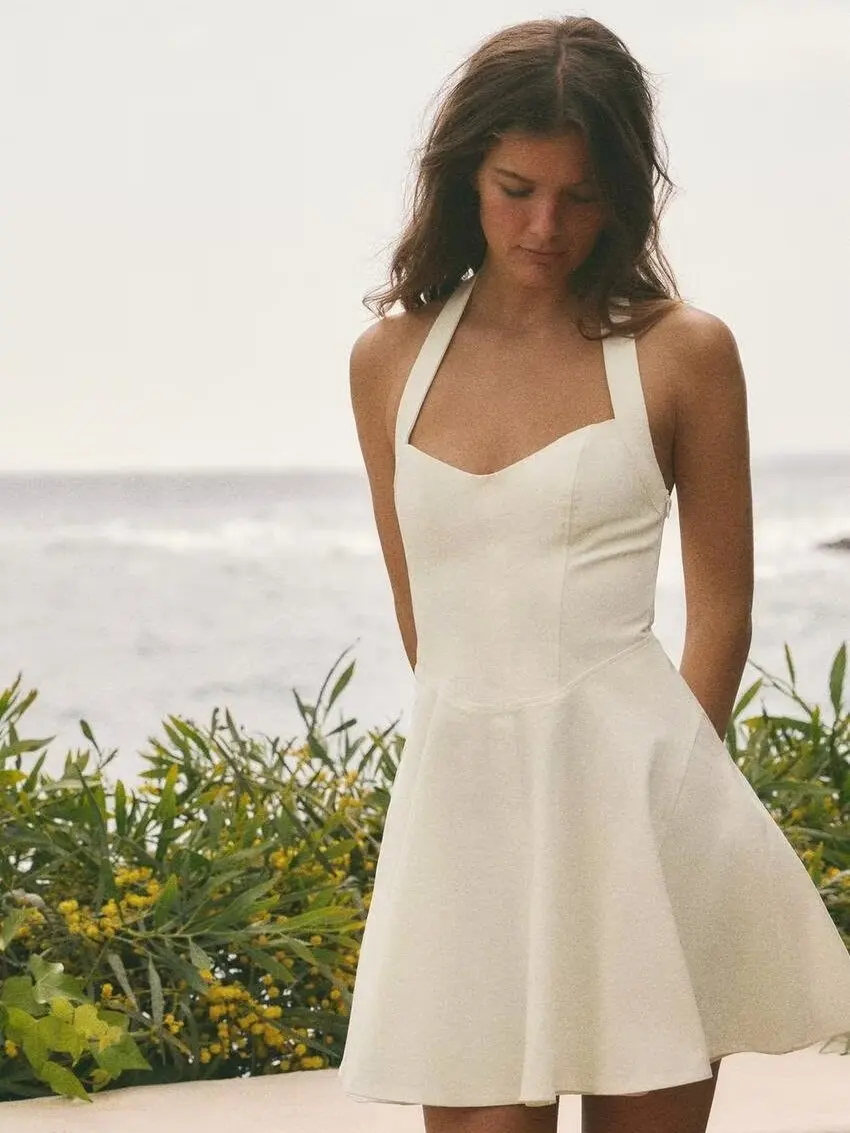 

Sexy Summer New Arrival Women's Dress ZA2026 Strap Wide Hemline Neck Hanging Gown Trendy Trend Women's Fashion 18-25 Years Old