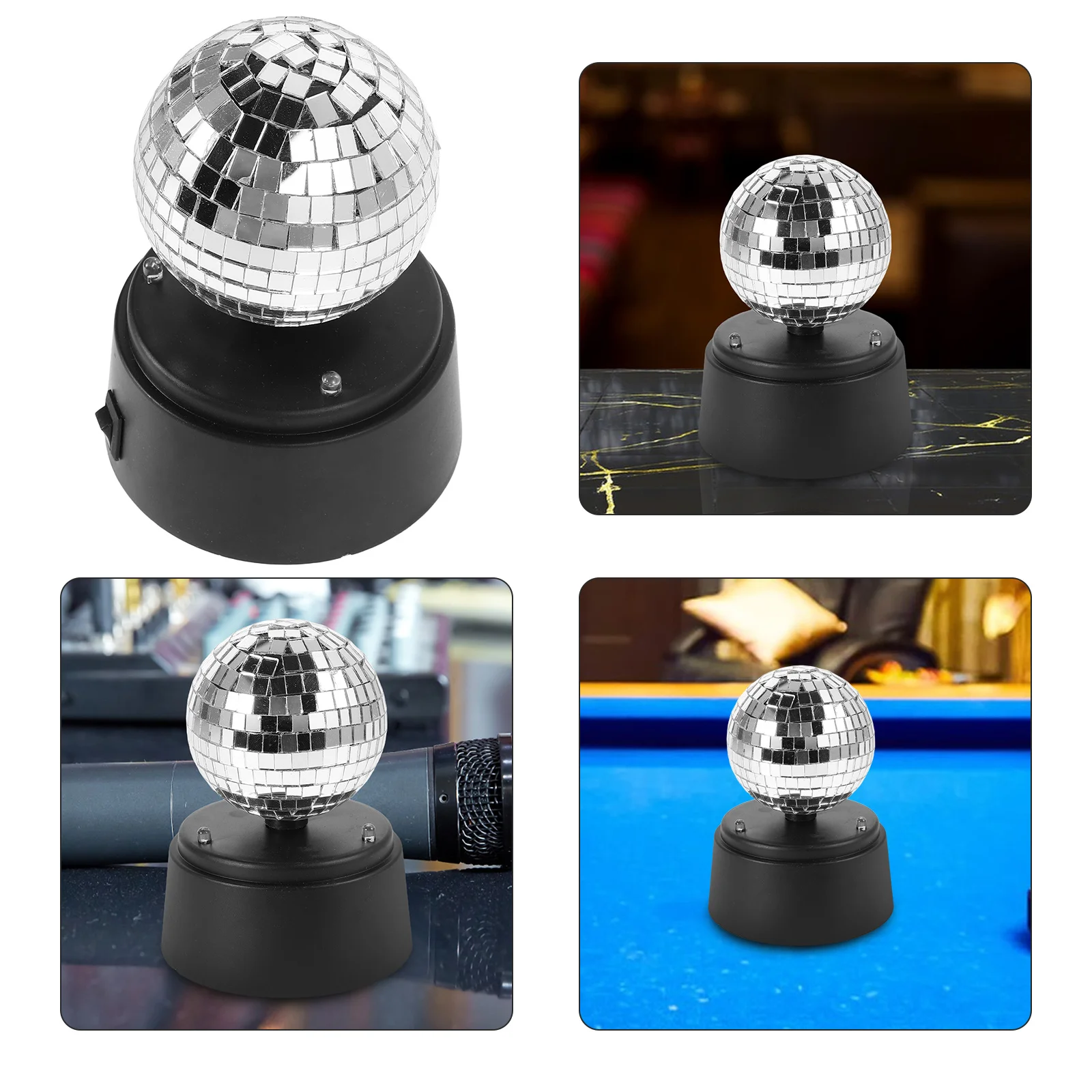 โคมไฟตั้งโต๊ะกระจกสะท้อนแสงแบบหมุนได้ พร้อมไฟ LED สำหรับงานปาร์ตี้ในบาร์ ร้านคาราโอเกะ ใช้งานแบบพกพา