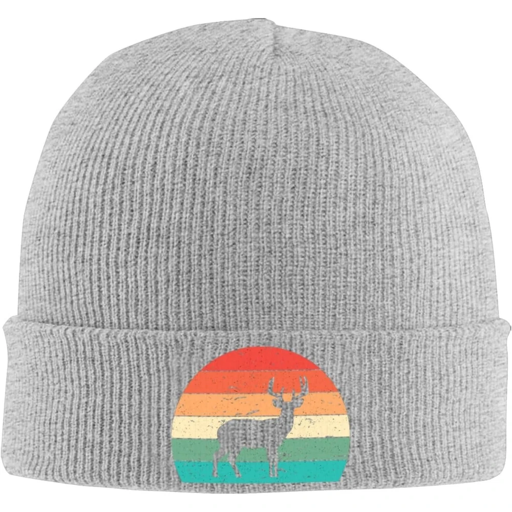 

Vintage Odocoileus Virginianus Retro Sunset Winter Beanie Hats Unisex,Warm Cozy Knitted Cuffed Skull Cap
