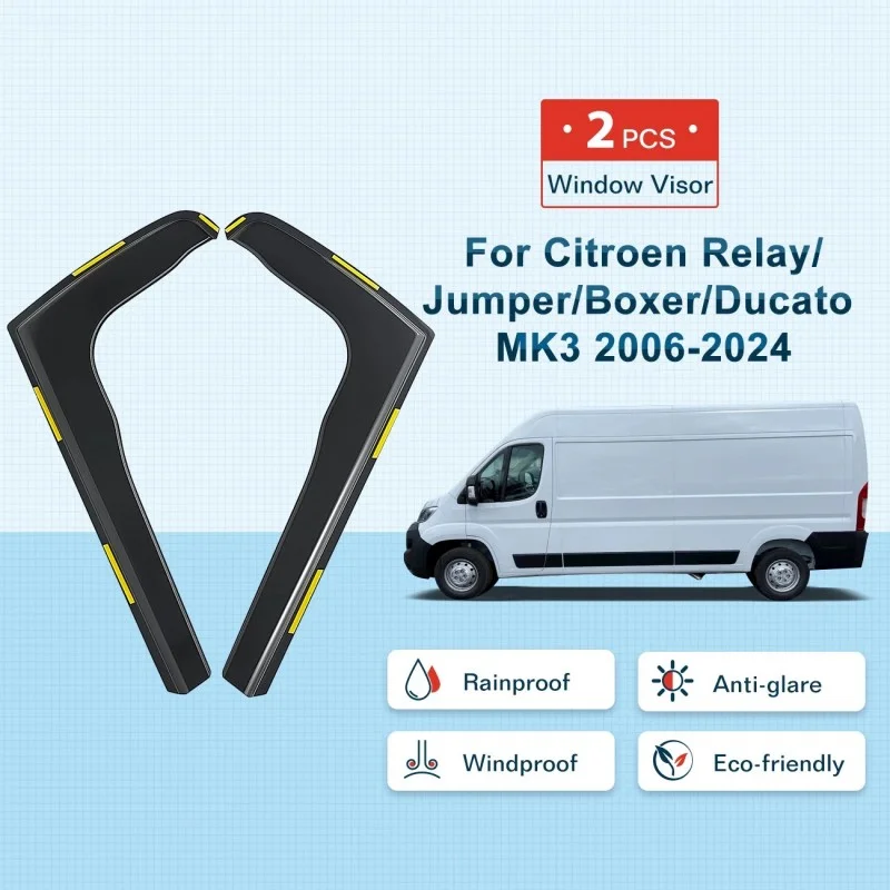 2 Stück RV-Fenster-Windabweiser für Citroen Relay Jumper Boxer Fiat Ducato Mk3 2006-2024 Van Fensterschutz Zubehör – Detail 3