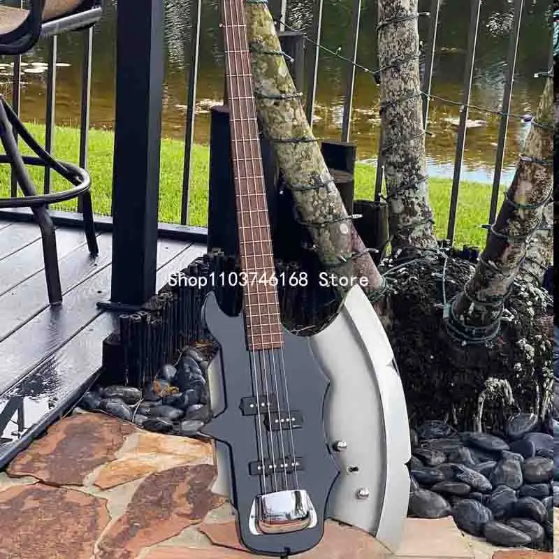 KISS 4 String bass Guitar/GS-Axe 2 Gene Simmons bass Reverse Silverburst/Free shipping