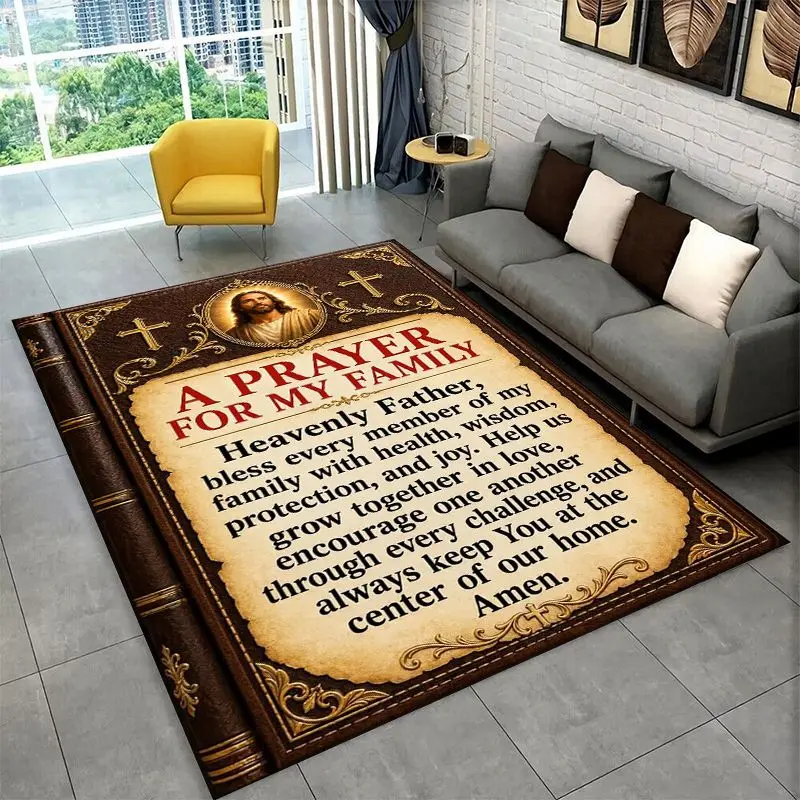 Blessing Prayer Virgin Mary Jesus Pray Large Area Rug Non-slip Durable Carpet for Bedroom Living Room Sofa Doormat Floor Mat