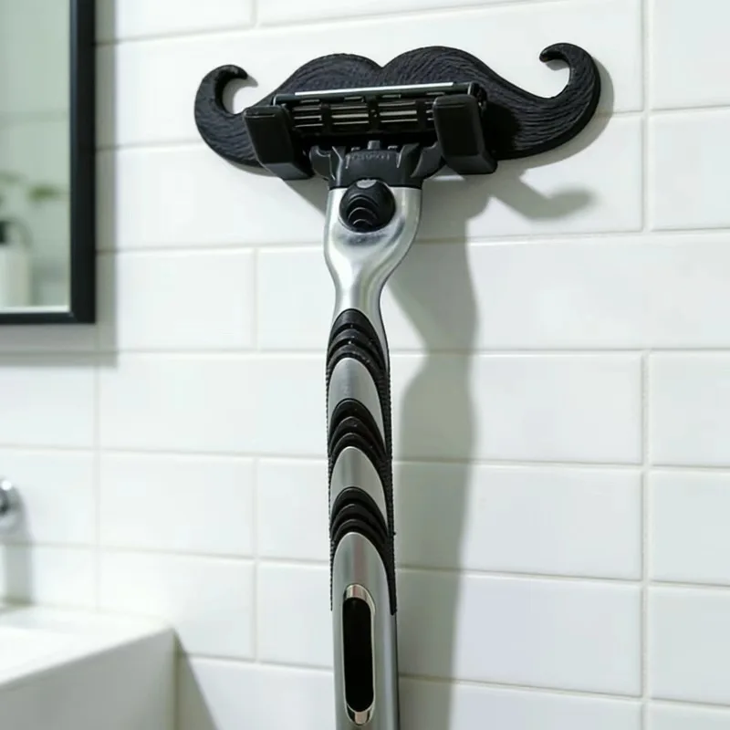 Creative wall-mounted shaving kit holder. Bathroom wall-mounted shaving kit storage hook. Fun storage rack for the bathroom