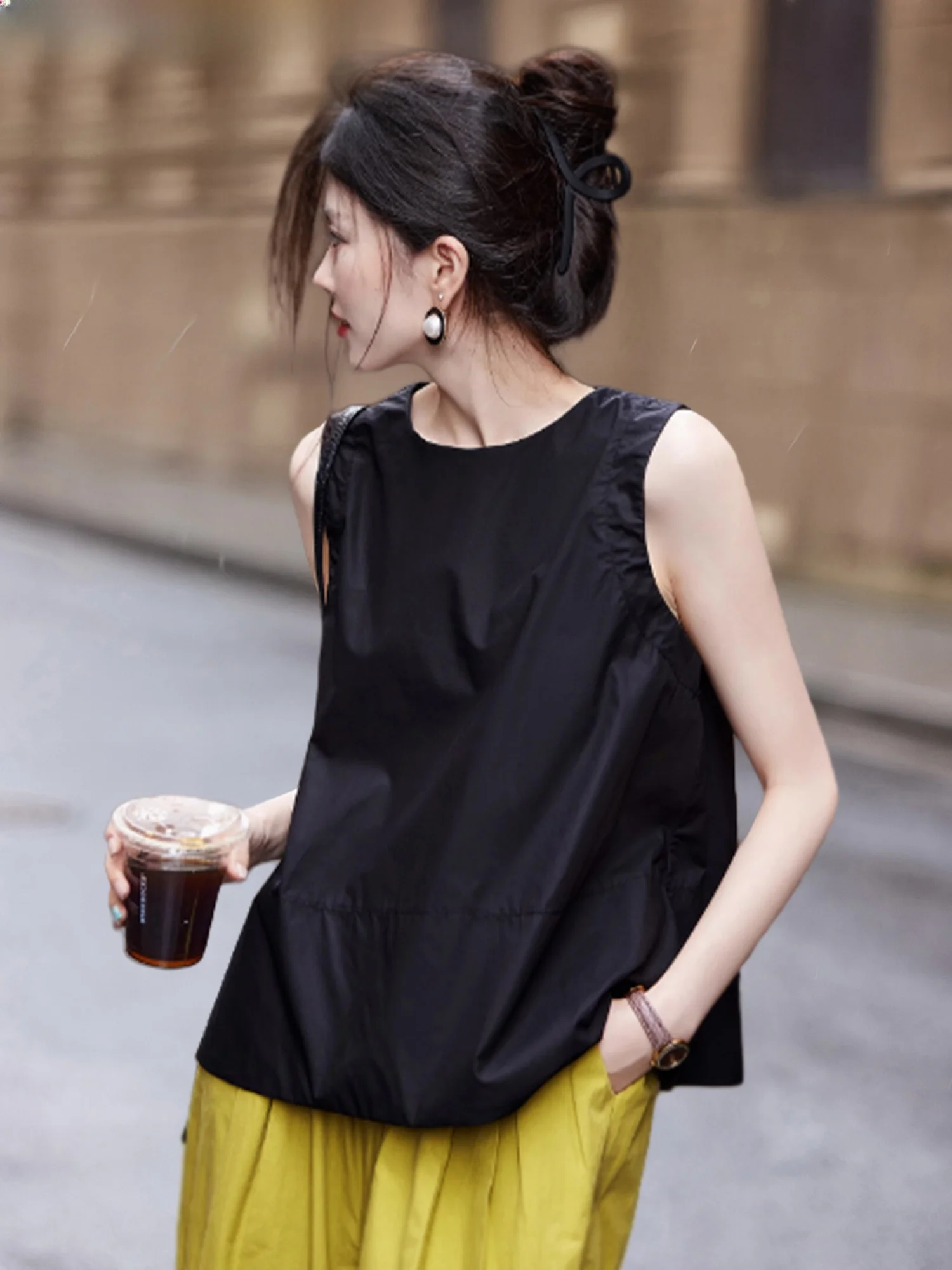 

Свободный тонкий топ с круглым вырезом для женщин, летний, базовый, из хлопка, повседневный, удобный, для дома и на каждый день