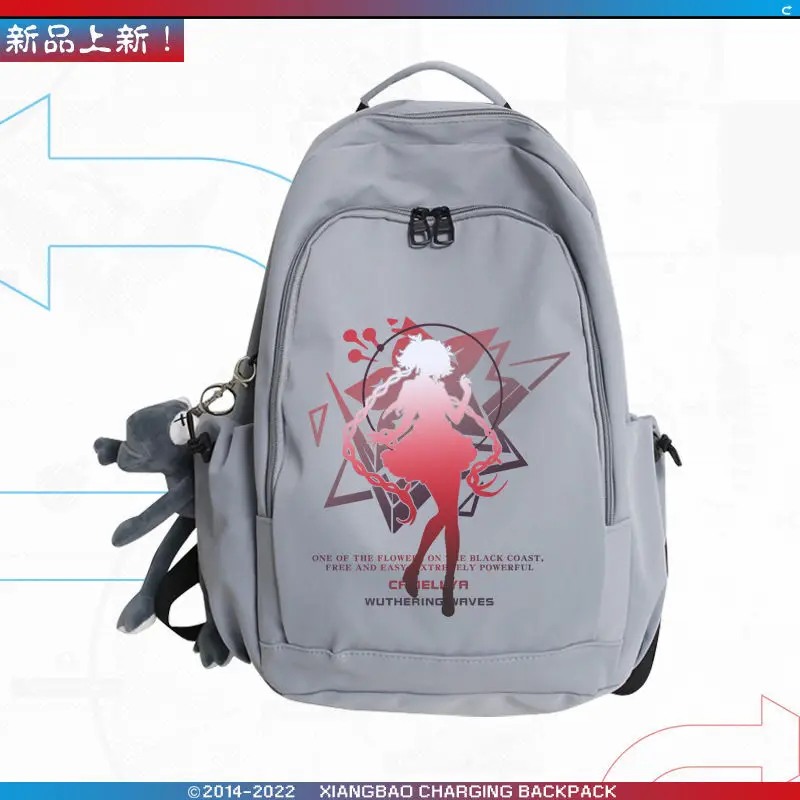 Mingchao Game Character Tsubaki Merchandise Collaboration For Boys And Girls Students Teenagers Double Shoulder Backpack Travel