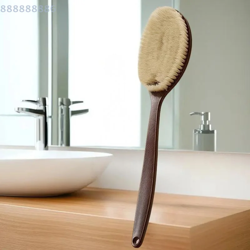 

Soft Natural Bristle Bath Shower Brush PE Handle Dry Skin Body Massager Care Tool for Bathing