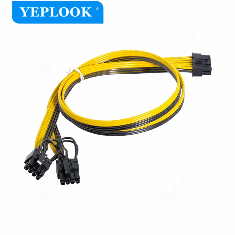 

12Pin to Dual 8Pin PCIe 8Pin 6+2Pin GPU VGA Cable for Corsair AX650 AX750 AX850 AX Series Modular PSU 18AWG 60+60cm Yellow Black