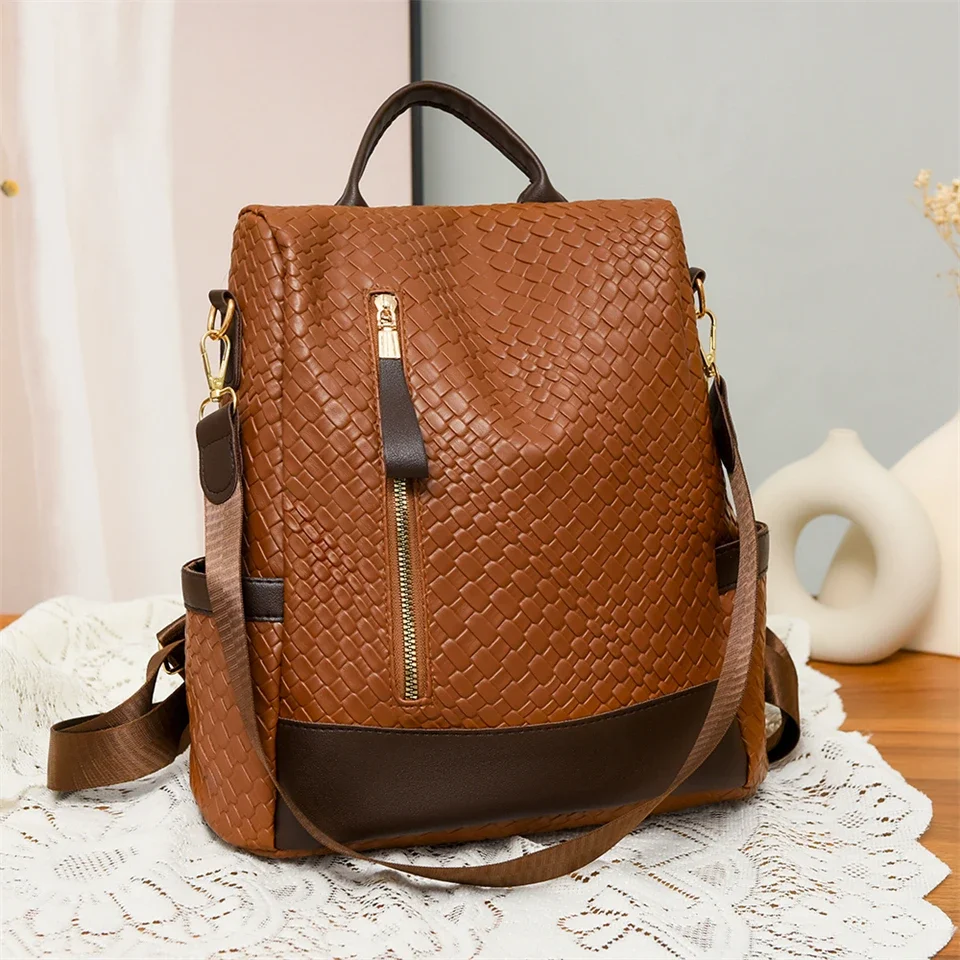 New Fashion Women Backpack Designer Fashion PU School Bags Large Capacity Travel Back Pack Multifunctional Shoulder Bag