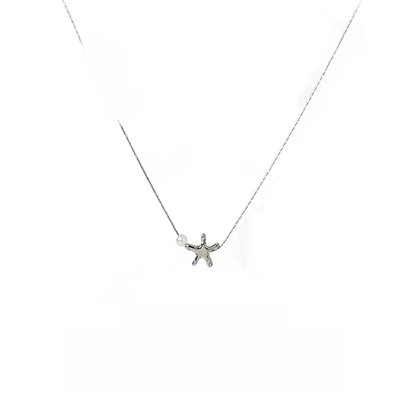 

Ожерелье KanCai Starfish с имитацией жемчуга: модный, простой женский аксессуар, универсальный, уникальный, нежный, милый, в корейском стиле, на ключицу