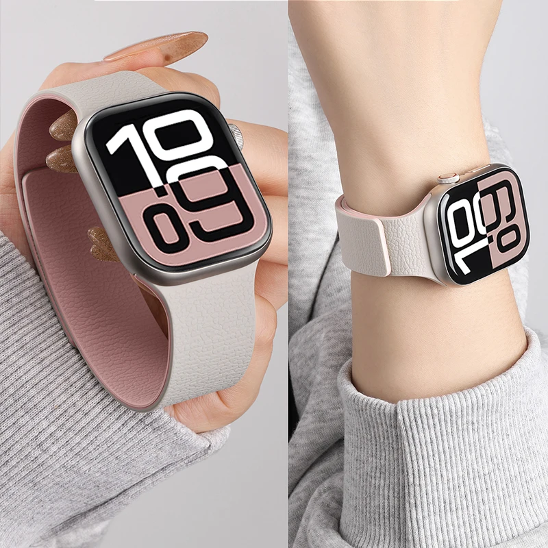 2025 New silicone magnetic strap for Apple Watch ultra2-3 49mm 45/42/46/40/41mm sport bracelet series 11 10 9 8 7 6 5 4 SE Band